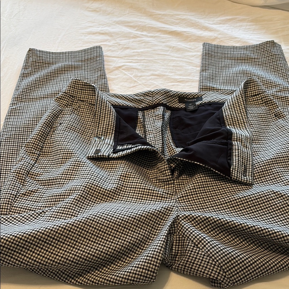 Halogen Black and White Dress Pants with Checkered Pattern